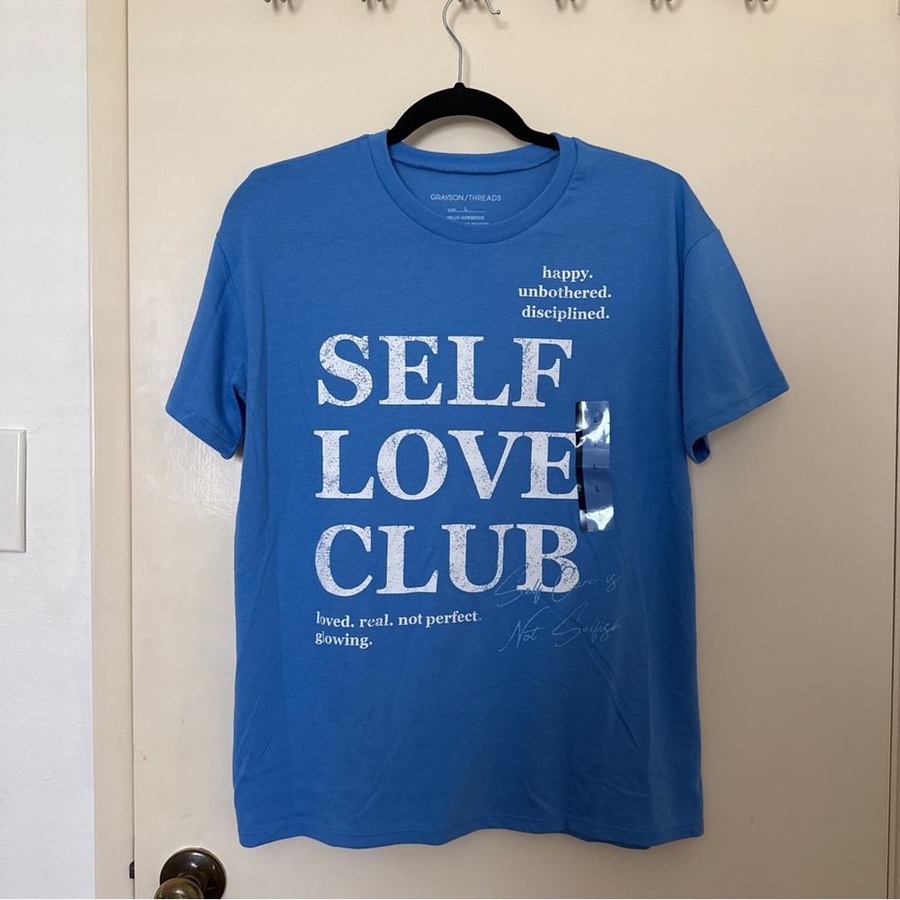 Grayson Threads Self Love Club Blue Graphic Tee size L
